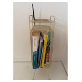 M - MID-CENTURY BRASS-TONE TELEPHONE STAND (L4)