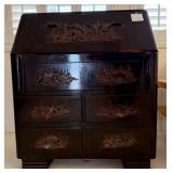 M - VINTAGE CHINESE CARVED SLANT-TOP DESK (L36)