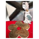 43 - RUSTIC FLOWER TRAY WITH BUNNY (A490)