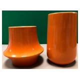 43 - TWO ORANGE CERAMIC VASES (S21)