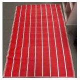 43 - RED STRIPED INDOOR OUTDOOR RUG (BC)