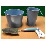 43 - TWO PLANTER POTS & GARDEN TROWEL (S50)