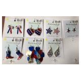 9 - SEVEN PAIR PATRIOTIC EARRINGS (W110)