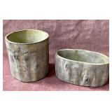 43 - LOT OF TWO THREE HANDS PLANTER POTS (T24)