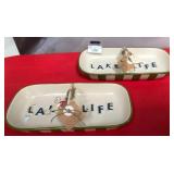 43 - LAKE LIFE CERAMIC SERVING TRAYS (A498)