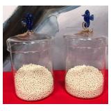 43 - GLASS JARS SEAHORSE LIDS PAIR
