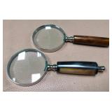 43 - TWO DECORATIVE MAGNIFYING GLASSES (S157)