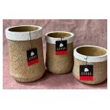 43 - TRIO OF THREE HANDS PLANTER POTS (T36)