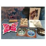 43 - COASTERS,NAPKINS,FRAMED ARTWORK ETC (D239)