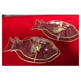 43 - GLASS FISH SERVING DISHES