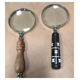 43 - TWO DECORATIVE MAGNIFYING GLASSES (S156)