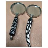 43 - TWO DECORATIVE MAGNIFYING GLASSES (S155)