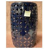43 - PIERCED BLACK CERAMIC STOOL / STAND (T51)