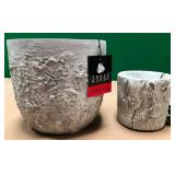 43 - TWO THREEHANDS RUSTIC PLANTER POTS (S150)
