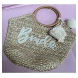 9 - BEADED STRAW BRIDE BEACH TOTE (E83)