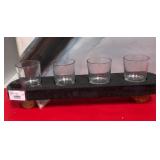 43 - MODERN WOOD AND GLASS VOTIVES (B80)