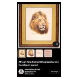 Z - CHARLES FRACE AFRICAN LION ART FRAMED (L89)