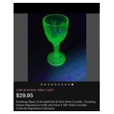 Z - THREE PIECES VINTAGE URANIUM GLASS STEMWARE