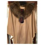 Z - ADRIENNE LANDAU FAUX FUR COLLAR CAPE PONCHO