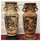 Z - PAIR OF DECORATIVE VASES MAX 12"T (L57)