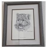 Z - CHARLES FRACE SNOW LEOPARD CUB FRAMED (L90)