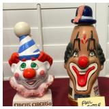 Z - TWO CLOWN CERAMIC DECANTERS (L64)