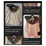 Z - ADRIENNE LANDAU FAUX FUR COLLAR CAPE PONCHO