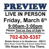 PREVIEW LIVE IN PERSON - Friday, March 6th