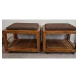 Z - PAIR OF OTTOMANS WITH UPHOLSTERED TOPS
