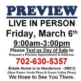 PREVIEW LIVE IN PERSON - Friday, March 6th