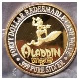 ALADDIN FORTY DOLLAR .999 PURE SILVER COIN (951)
