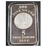 .999 FINE SILVER - 5 TROY OUNCES BAR (910 K)
