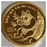 .999 FINE GOLD 1oz CHINESE PANDA 1991 COIN (801 C)