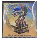 2019 $1 .999 FINE SILVER 24K/COLORIZED (592)