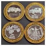 LOT OF 4 - $10  SILVER DOLLAR GAMING TOKEN (551 M)