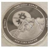1 TROY OUNCE .999 FINE SILVER BITCOIN (997 N)
