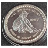 1 OZ .999 PURE SILVER 1987 COIN (890 R)