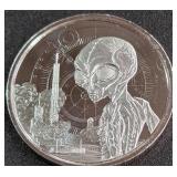 .999 FINE SILVER - 1 TROY OUNCE ALIEN COIN (884 V)