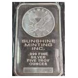 .999 FINE SILVER FIVE TROY OUNCES (912 A)