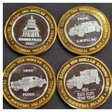 LOT OF 4 - $10  SILVER DOLLAR GAMING TOKEN (551 T)