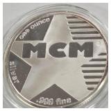 MCM ONE OUNCE .999 FIINE SILVER COIN (919 P)