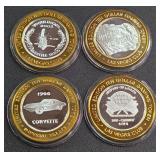 LOT OF 4 - $10  SILVER DOLLAR GAMING TOKEN (551 A)