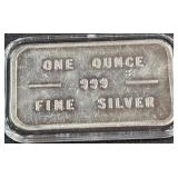 ONE OUNCE .999 FINE SILVER BAR (907 A)