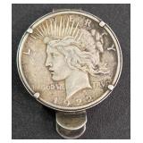 1922 - SILVER PEACE DOLLAR 'MONEY CLIP' (898 G)