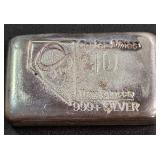 10 TROY OUNCE .999 FINE SILVER INGOT (833)