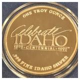ONE TROY OUNCE .999 FINE IDAHO SILVER (987 B)