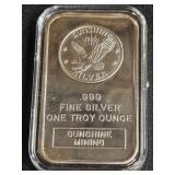 .999 FINE SILVER ONE TROY OUNCE (913 D)