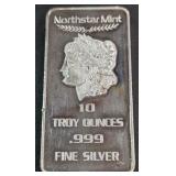 TEN TROY OUNCES OF .999 FINE SILVER BAR (915 E)