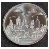 1OZ UFOS OVER LV SILVER ROUND (884 J)