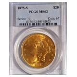 1875 'S' PCGS MS62 - $20 GOLD COIN (967)